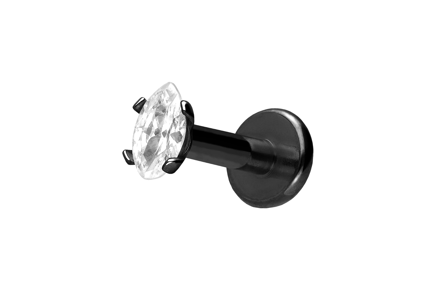 Titan Labret Piercing mit Innengewinde EINGEFASSTER KRISTALLTROPFEN